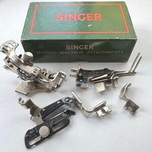 Vintage Singer Sewing Machine Attachments 5 pc Original Box USA Made Crafts DIY